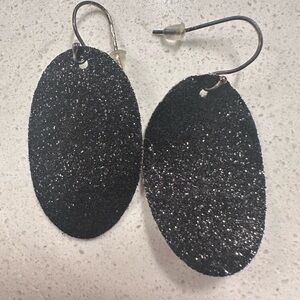 Black Glitter Fabric Earrings